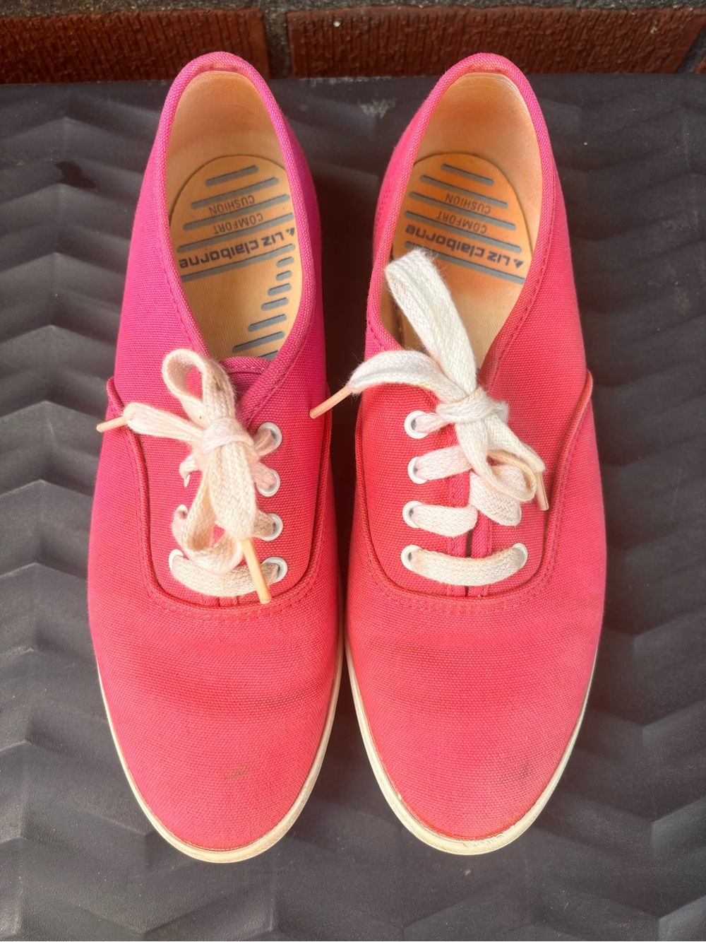 Woman's Pink Canvas Lace-Up Shoes - Comfort Casual